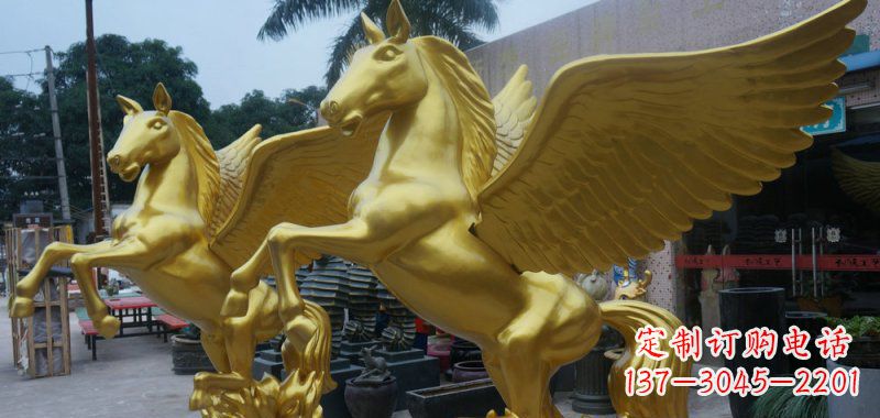 广西飞马玻璃钢仿铜动物雕塑