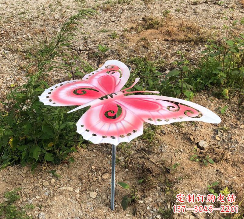 广西粉红色不锈钢蝴蝶雕塑