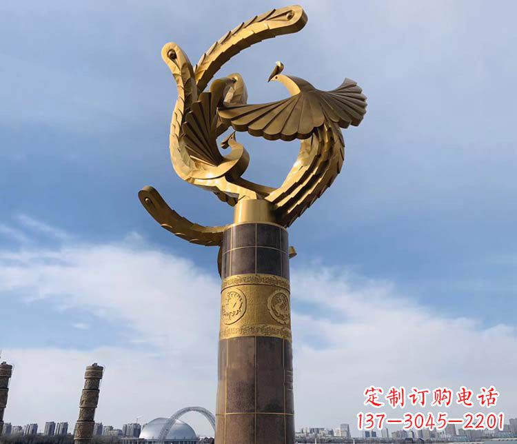 广西凤凰华表铜雕