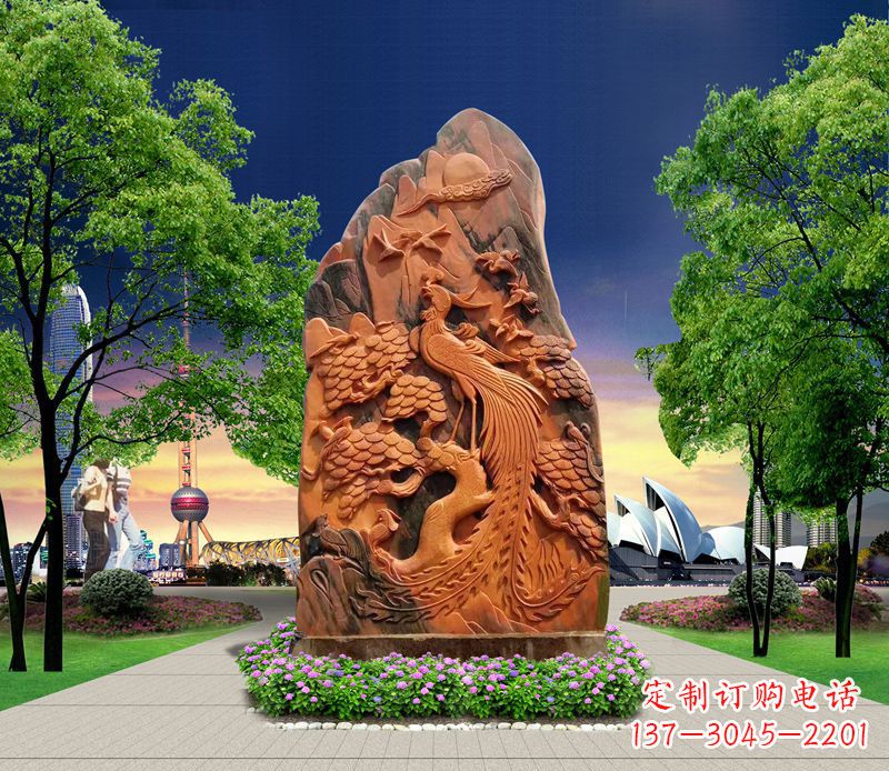 广西凤凰石雕公园动物摆件
