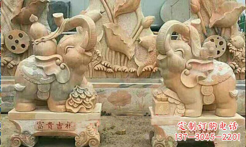广西祥和典雅 富贵吉祥大象石雕