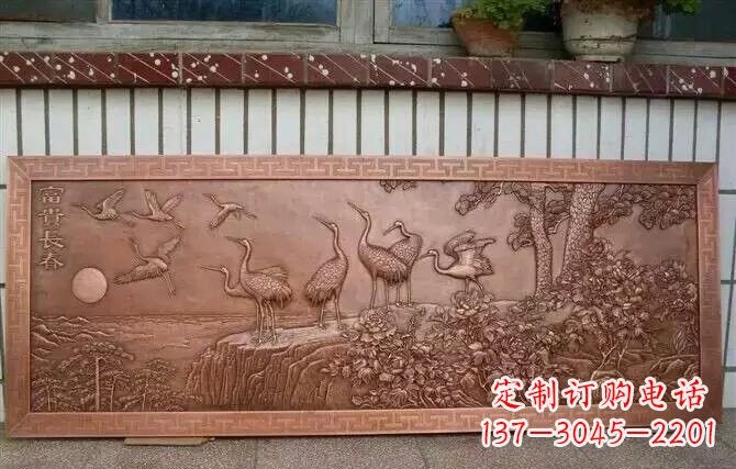 广西富贵仙鹤浮雕锻铜雕塑