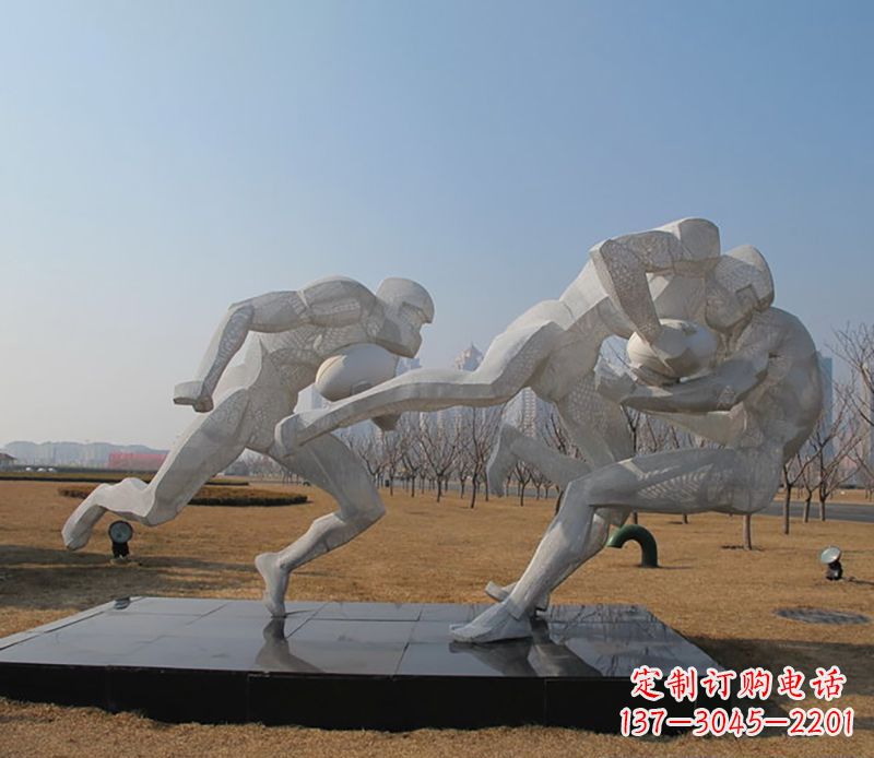 广西不锈钢橄榄球体育雕塑