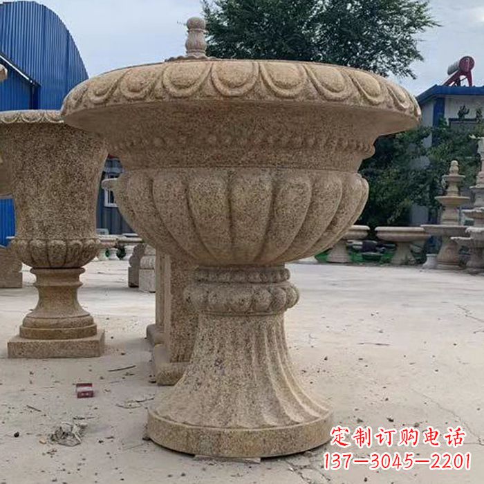 广西优雅高墩欧式石雕花盆