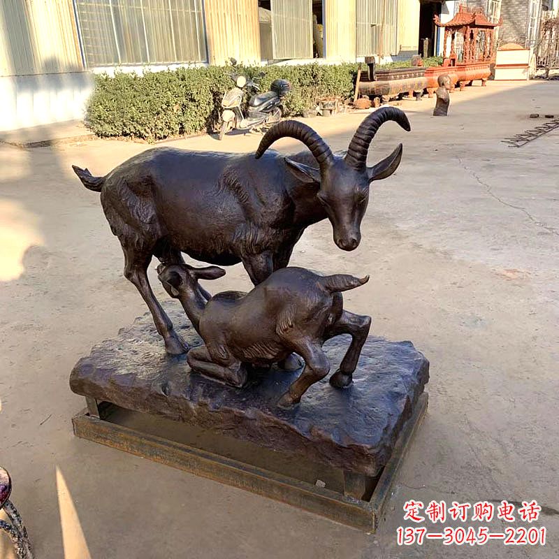 广西羔羊跪乳铜雕-学校校园文化景观雕塑摆件