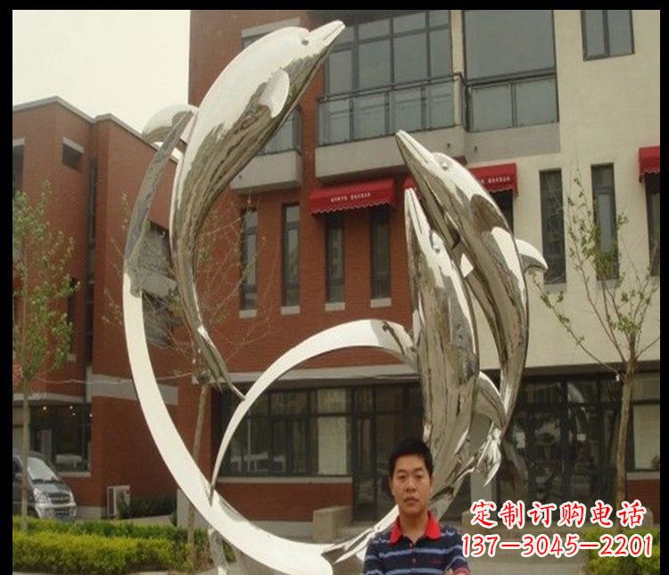 广西精细不锈钢海豚雕塑