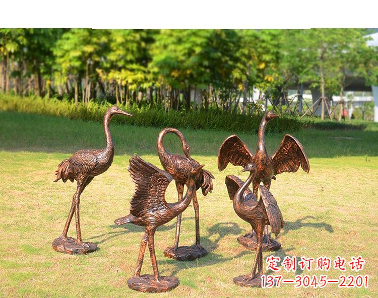 广西公园玻璃钢仿铜仙鹤