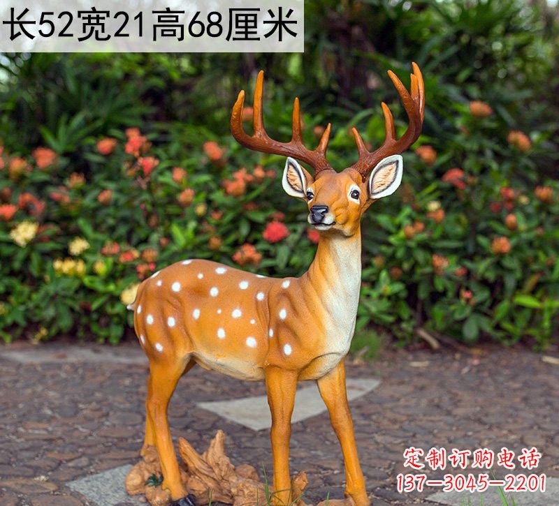 广西精美制作玻璃钢仿真梅花鹿雕塑