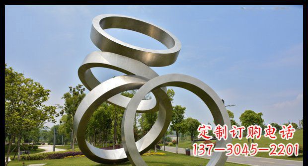 广西铭记匠心的不锈钢折叠圆环景观雕塑