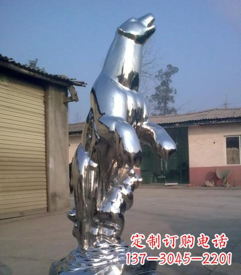 广西公园不锈钢抽象北极熊动物雕塑