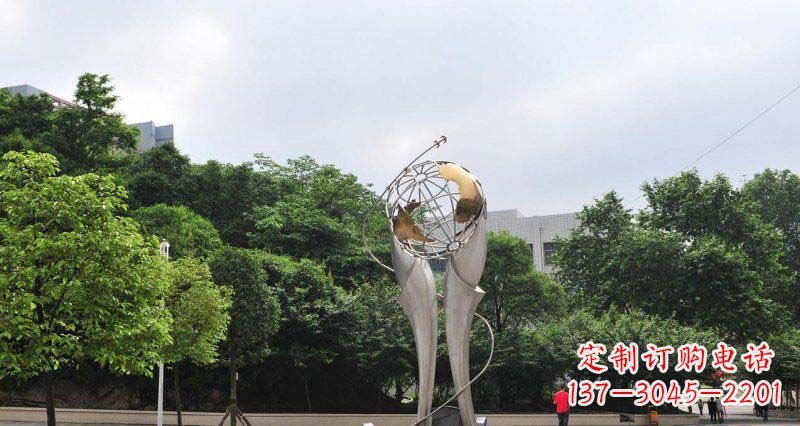 广西中领雕塑精致大气的不锈钢地球雕塑
