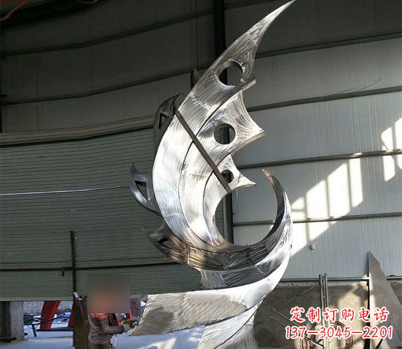 广西公园不锈钢抽象凤凰景观雕塑 (3)