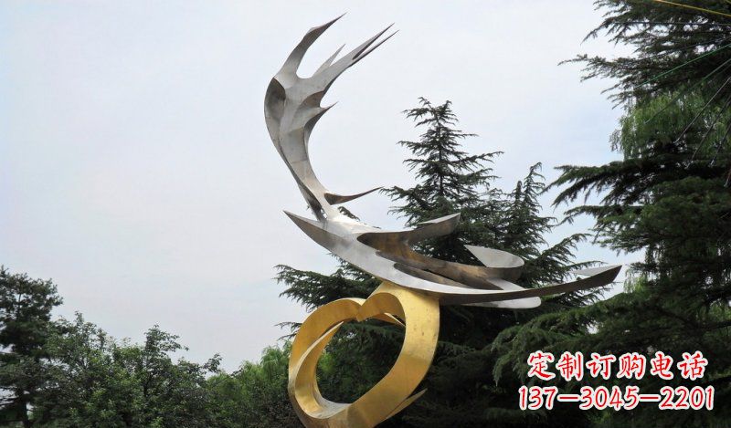 广西精美雕刻石膏抽象凤凰雕塑