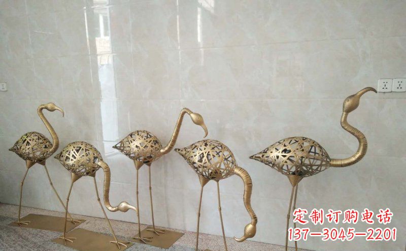 广西不锈钢抽象火烈鸟动物雕塑