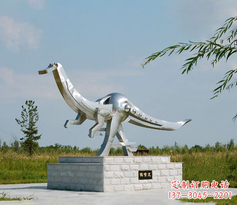 广西特大不锈钢抽象恐龙雕塑