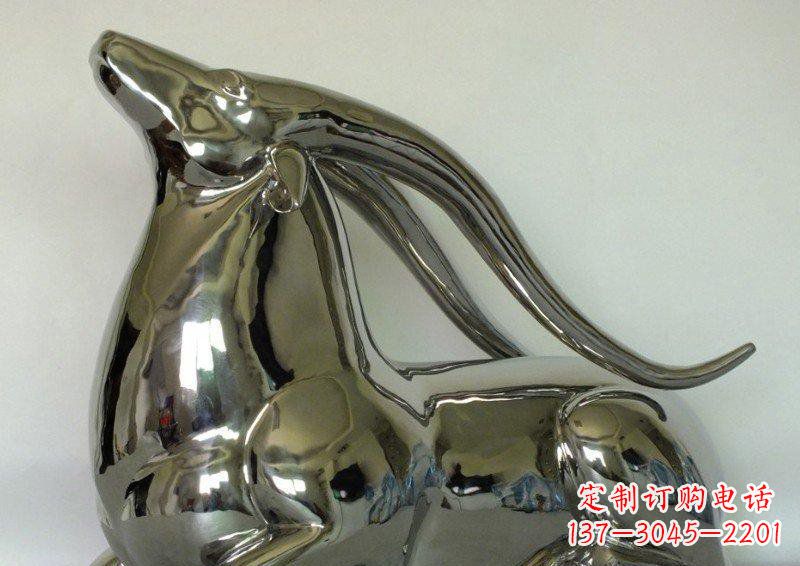广西中领雕塑定制公园装饰不锈钢羚羊雕塑