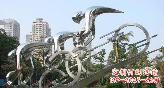 广西不锈钢自行车抽象雕塑