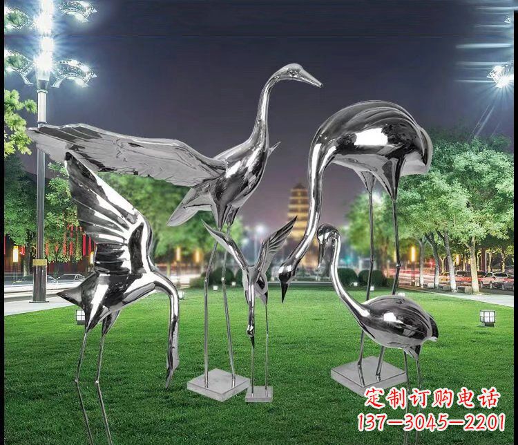 广西大型不锈钢仙鹤雕塑