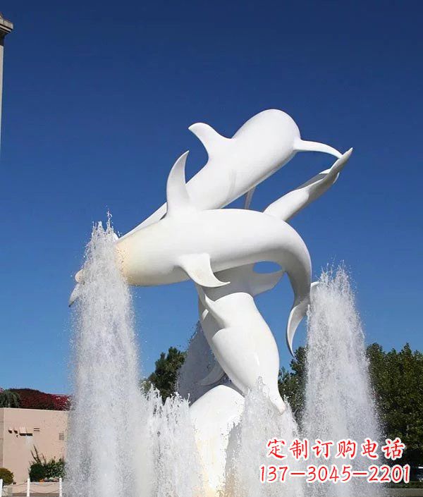 广西完美纪念,精致的不锈钢海豚雕塑