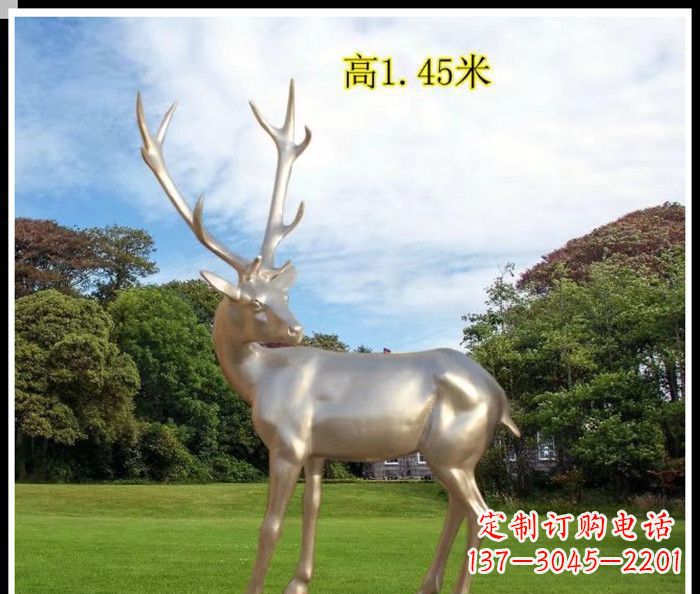 广西高端室外不锈钢巨型动物鹿雕塑