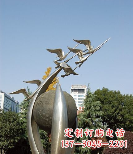 广西唯美 大雁不锈钢雕塑