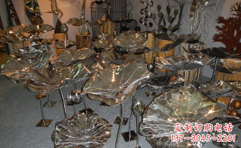 广西抛光不锈钢荷叶雕塑