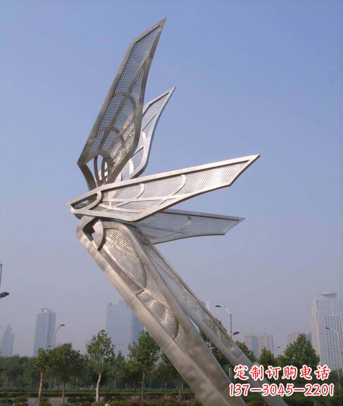广西大型不锈钢蝴蝶翅膀雕塑