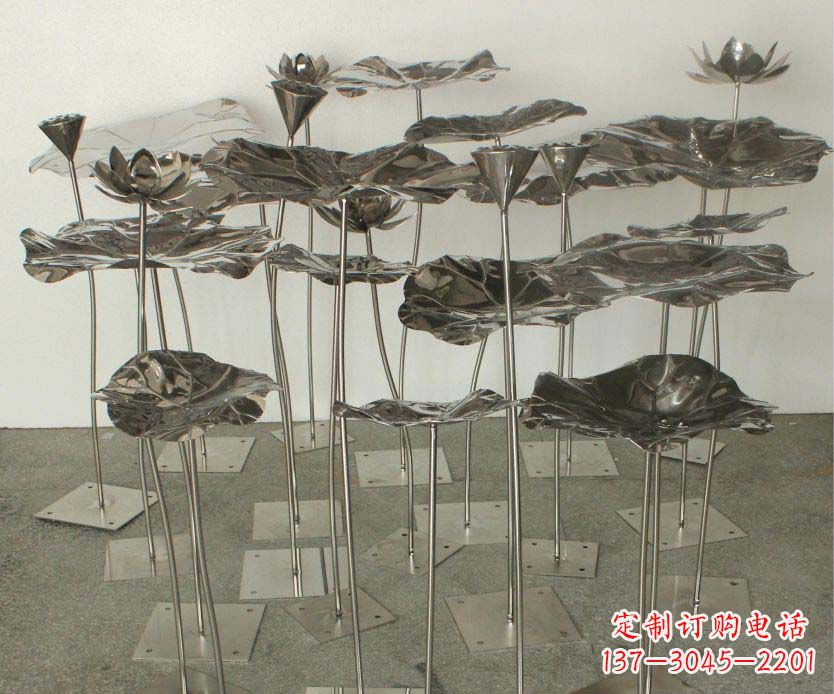 广西精美装饰不锈钢莲叶雕塑