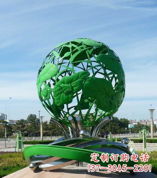广西不锈钢镂空荷叶青蛙雕塑