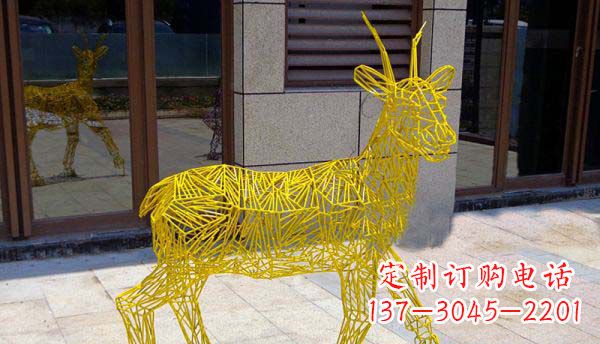 广西梦幻般的不锈钢小鹿大理石塑像