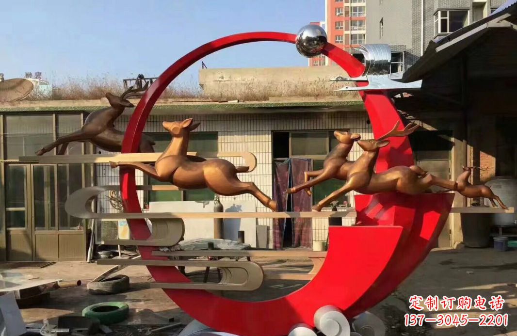 广西高端不锈钢梅花鹿雕塑