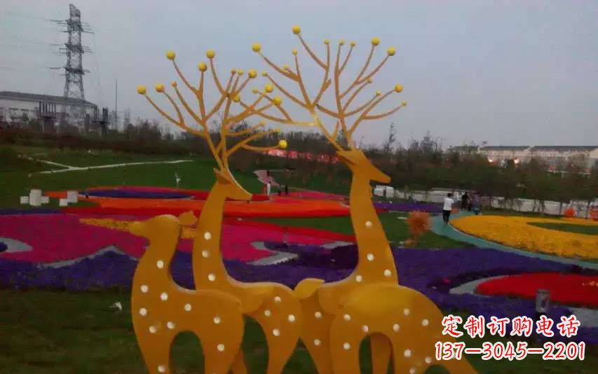 广西不锈钢美陈动物鹿雕塑
