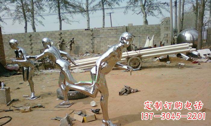 广西精致美丽的不锈钢跑步女孩雕塑