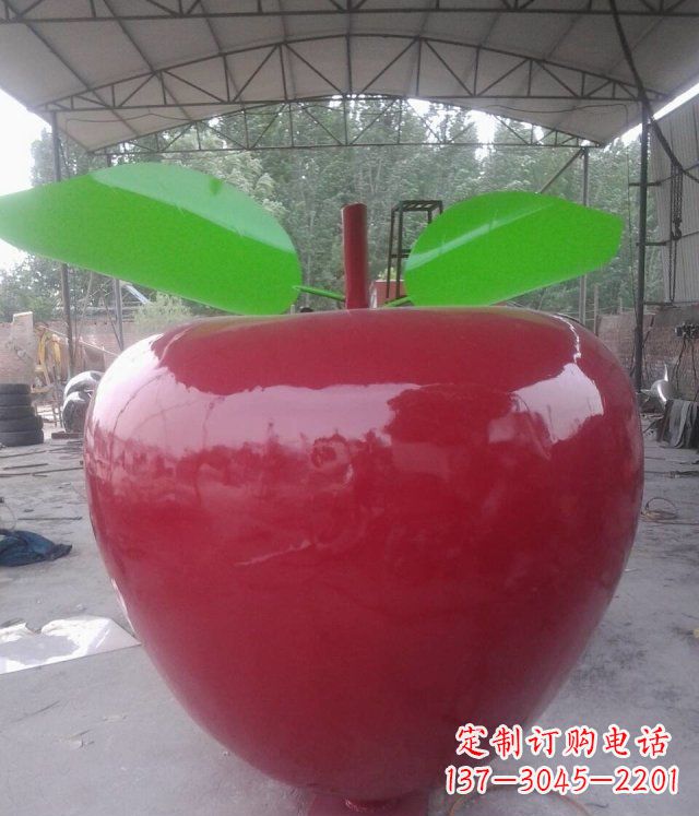 广西黑凤凰不锈钢苹果景观雕塑