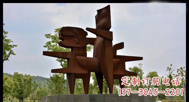 广西不锈钢人骑老虎雕塑