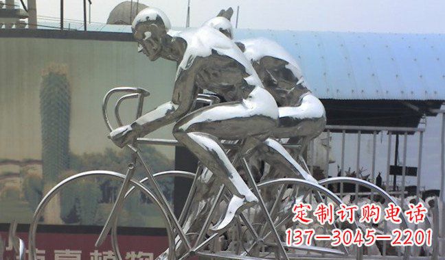 广西不锈钢骑行自行车雕塑