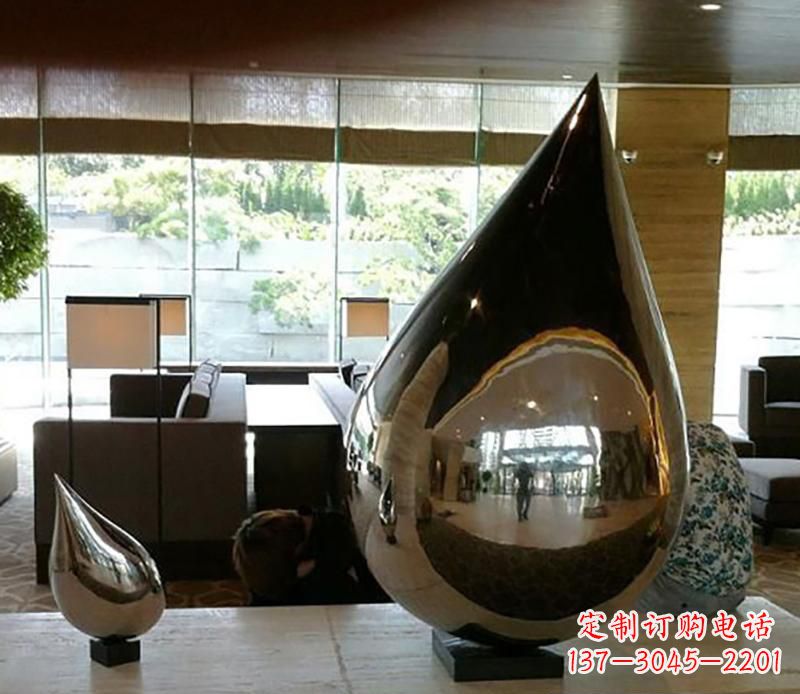 广西公园不锈钢水滴球景观雕塑