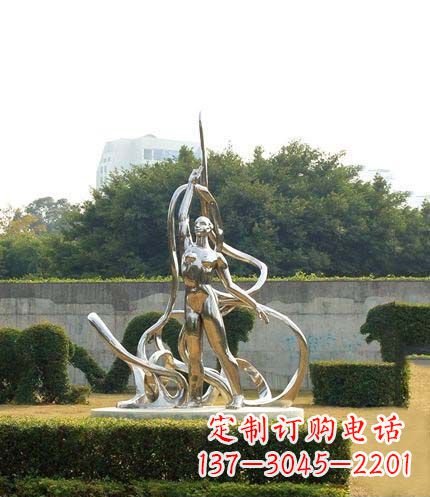 广西跳丝带魅力少女铜雕