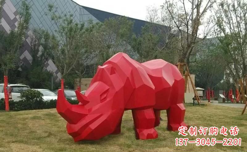 广西摩洛哥高端不锈钢犀牛雕塑