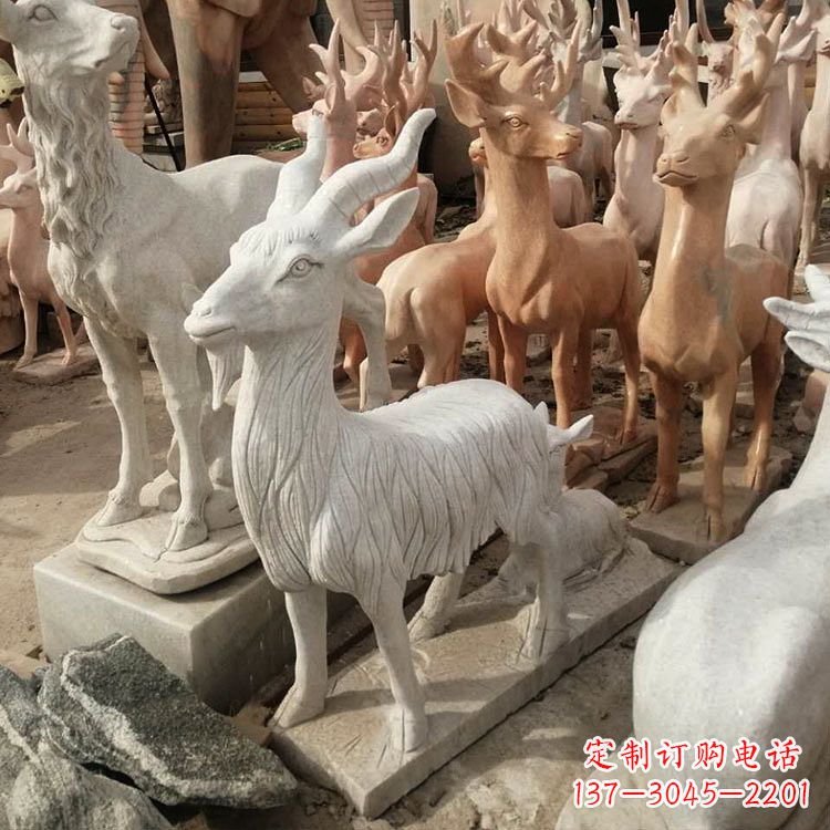 广西公园草坪动物摆件石雕羊
