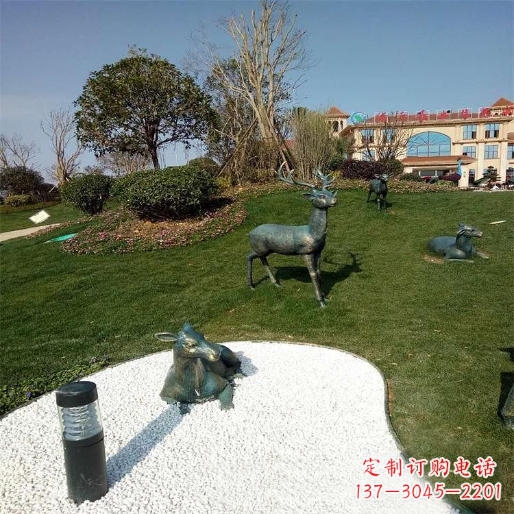 广西公园草坪动物雕塑摆件铜雕鹿