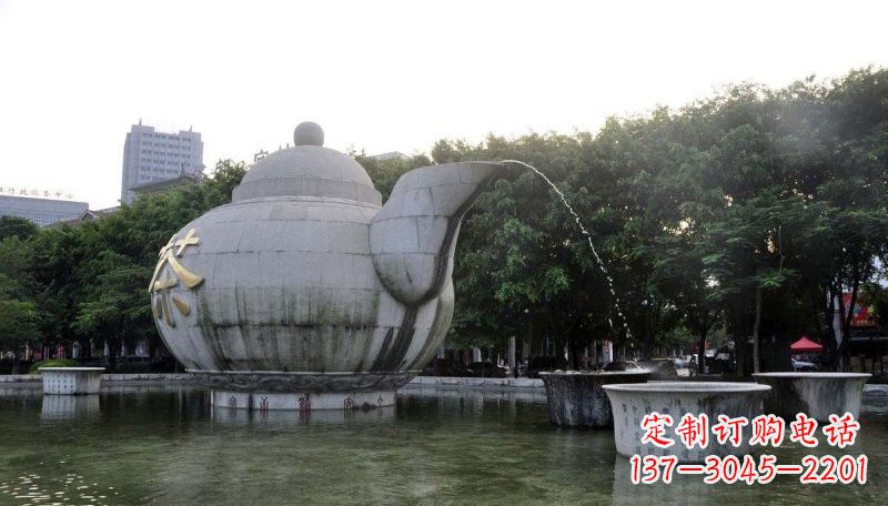 广西精致雕塑茶壶石雕