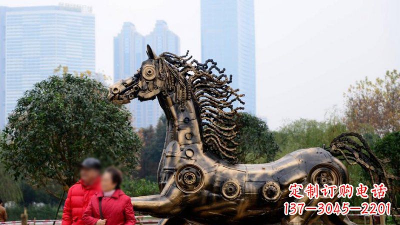 广西公园抽象机械马动物铜雕