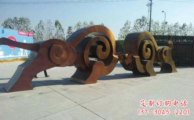 广西公园抽象牛动物铜雕