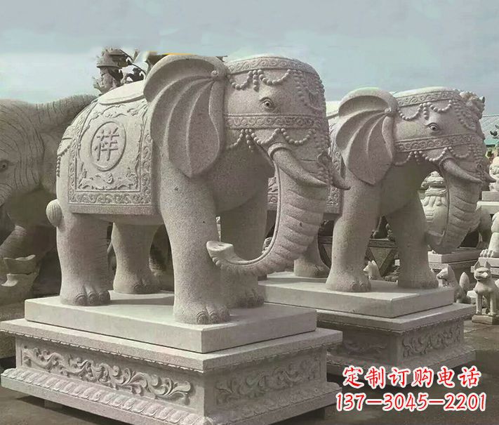 广西精美大象大理石雕塑