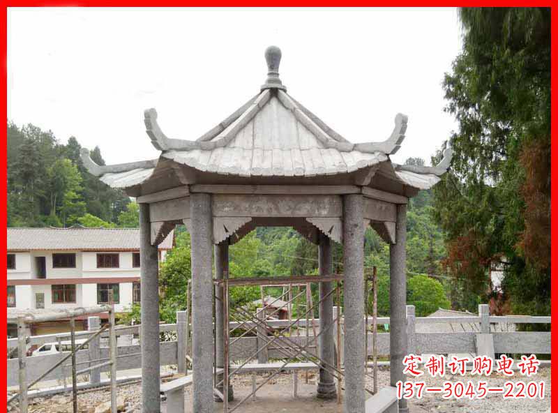 广西公园大理石六角石雕凉亭