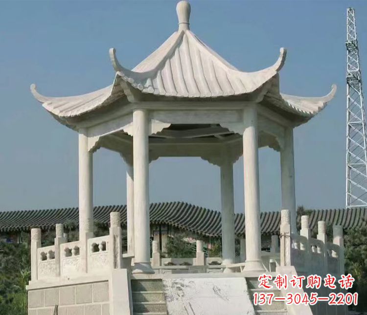 广西公园大理石六角石雕凉亭 (3)