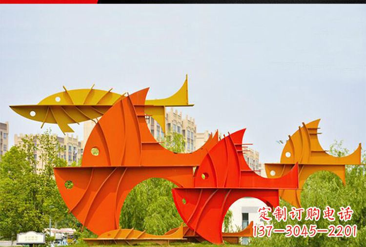广西大型不锈钢鲤鱼雕塑