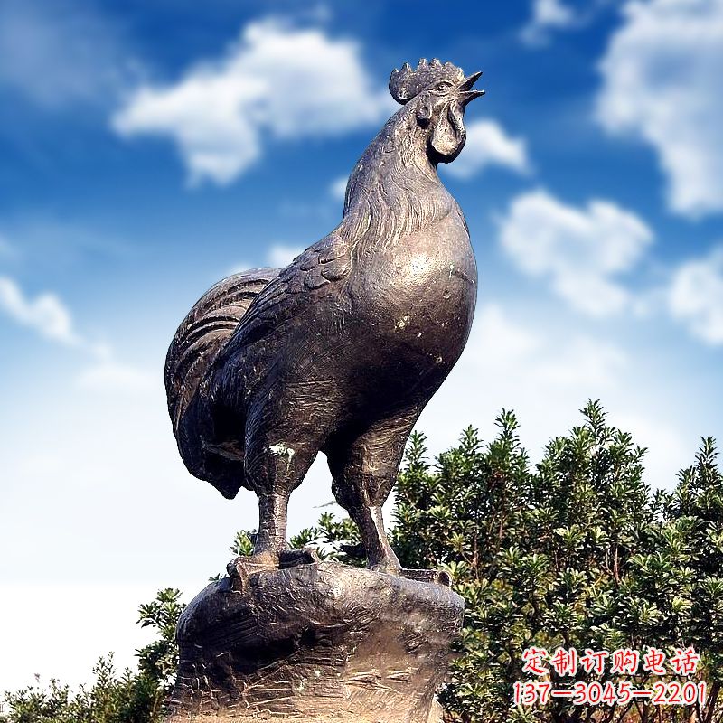广西威风凛凛的大型铸铜酉鸡雕塑