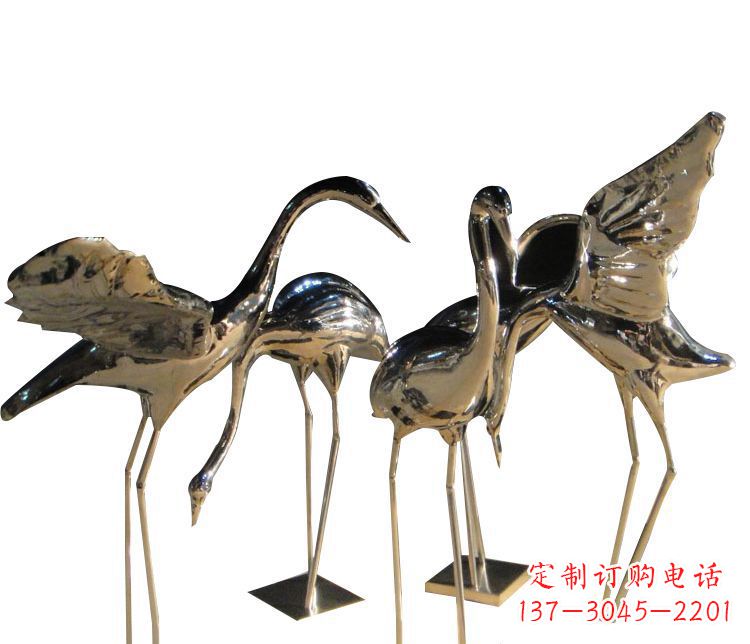 广西三角中国领雕塑不锈钢仙鹤雕塑
